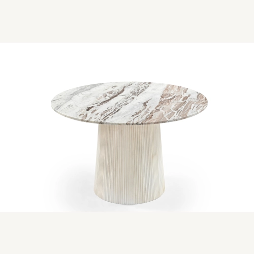 Marmoholz Scanno – Stół do jadalni | Szary Marmur & Bielony Mango | Ø120 cm